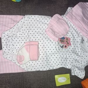 Pink & White Polka Dot Baby Outfit Set with Owl Patch